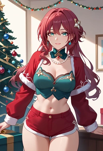 star rail,ruan mei,Christmas,red velvet shorts  - AI generated anime art